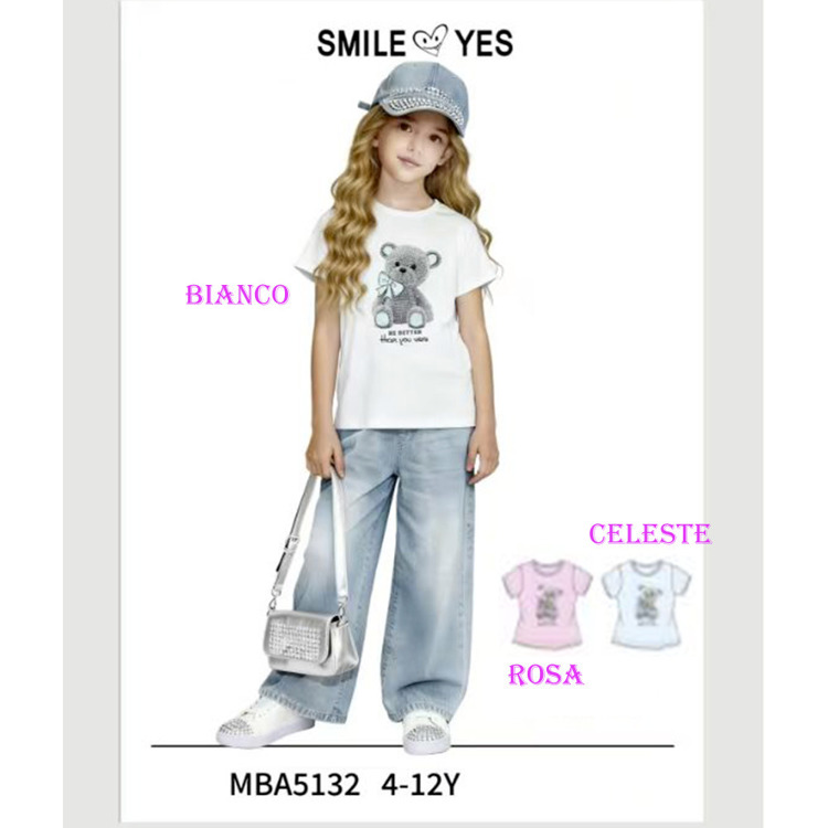 Immagine di T-Shirt m/m estate bambina Smile Yes Art. MBA5132