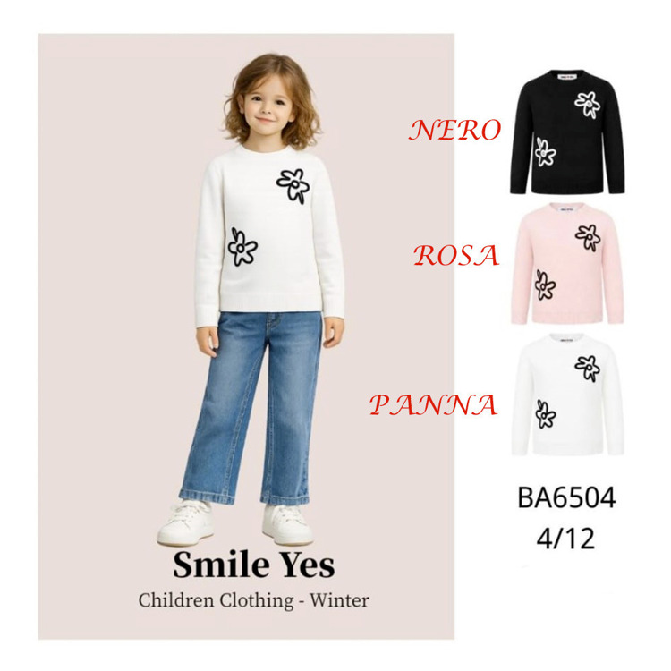 Immagine di Maglia lana bambina autunno/inverno SMILE YES  Art. BA6504