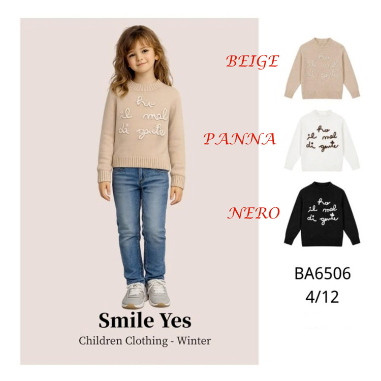Immagine di Maglia lana bambina autunno/inverno SMILE YES  Art. BA6506