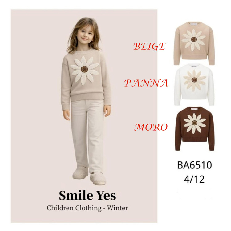 Immagine di Maglia lana bambina autunno/inverno SMILE YES  Art. BA6510