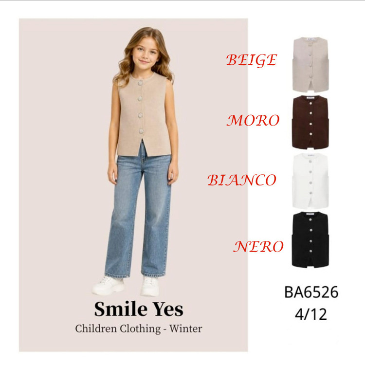 Immagine di Gilet lana bambina autunno/inverno SMILE YES  Art. BA6526