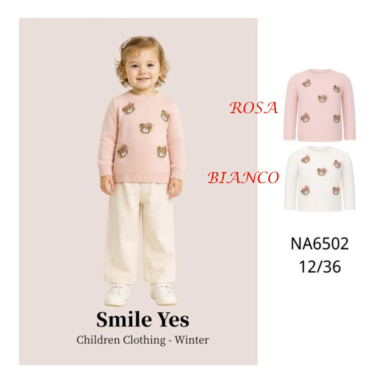 Immagine di Maglia AUTUNNO/INVERNO neonata SMILE YES  Art. NA6502