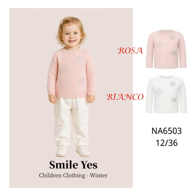 Immagine di Maglia AUTUNNO/INVERNO neonata SMILE YES  Art. NA6503